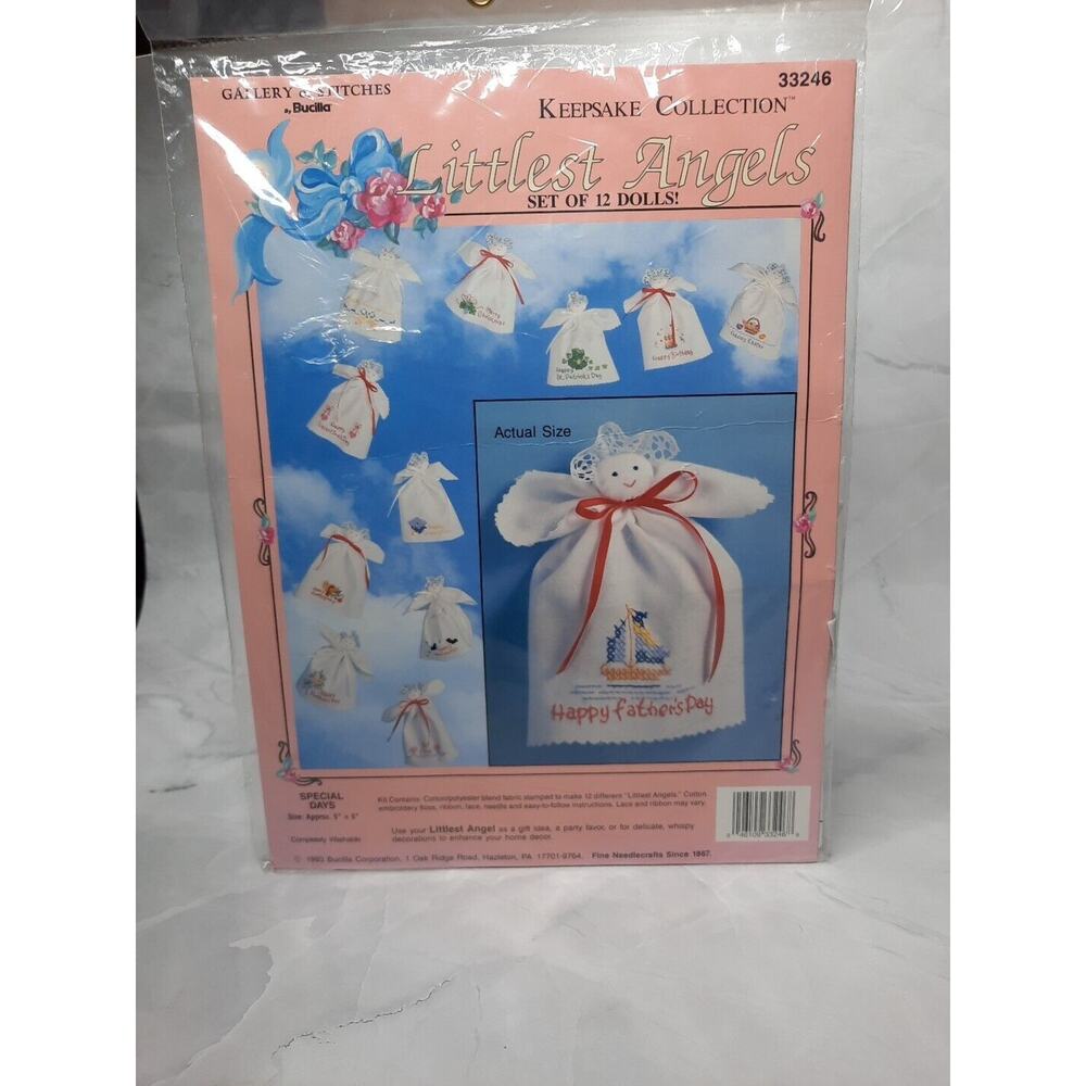 1993 Gallery of Stitches Bucilla Keepsake Kit Littlest Angels Set of 12 Dolls